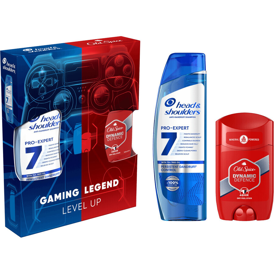 Set Head & Shoulders Gaming Legend Head & Shoulders 7v1 ProExpert 250 ml șampon + Old Spice Dynamic Defence 65 ml deodorant