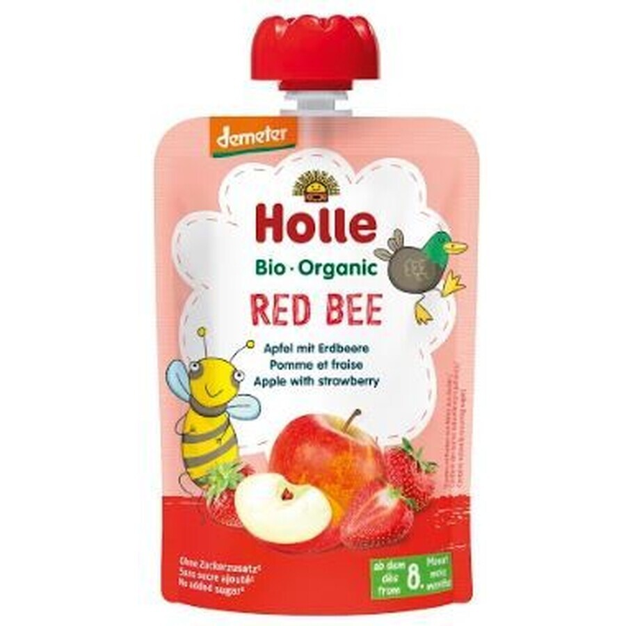 Holle Organic Puree - Red Bee - Pomme avec fraises 100 g