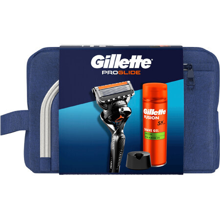 Set de viaje maquinilla Gillette ProGlide + gel de afeitar Fusion 200 ml + soporte