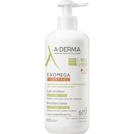 A-Derma Exomega Control Lotion émolliente pour les peaux sèches sujettes à l'atopie - 400 ml paquet économique