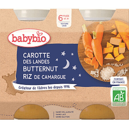 Babybio Good Night carotte, potiron avec riz 2 x 200 g