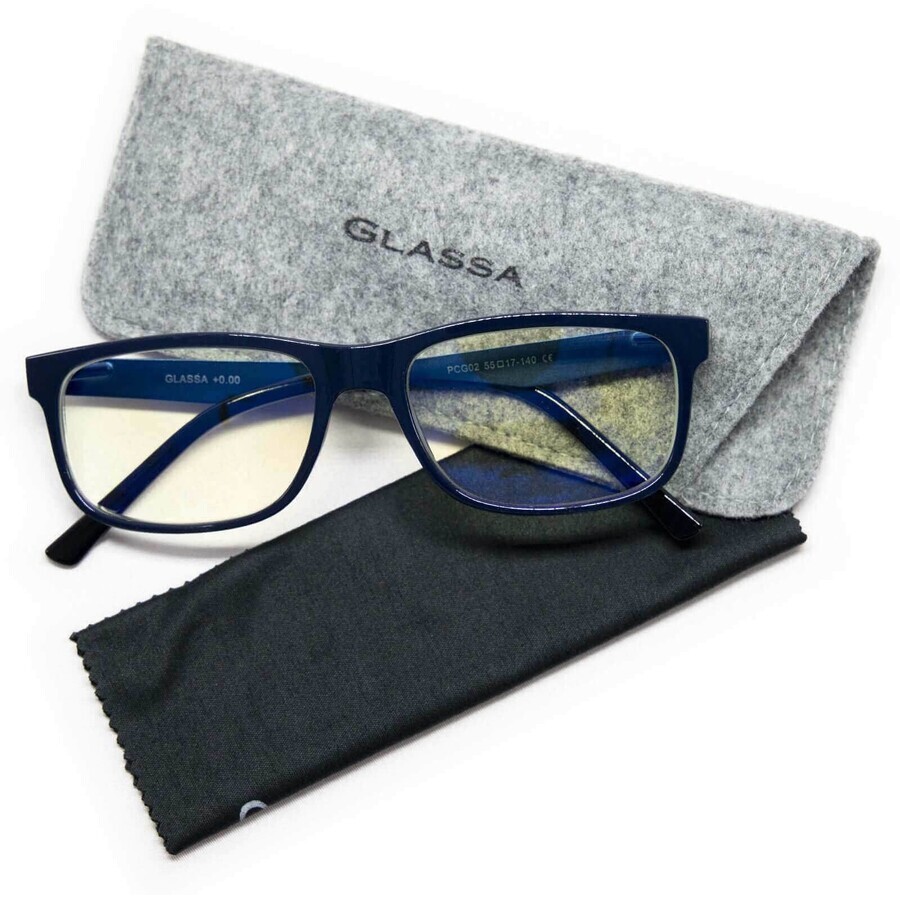 Glassa Lunettes d'ordinateur PCG02 D1,5 noir/bleu