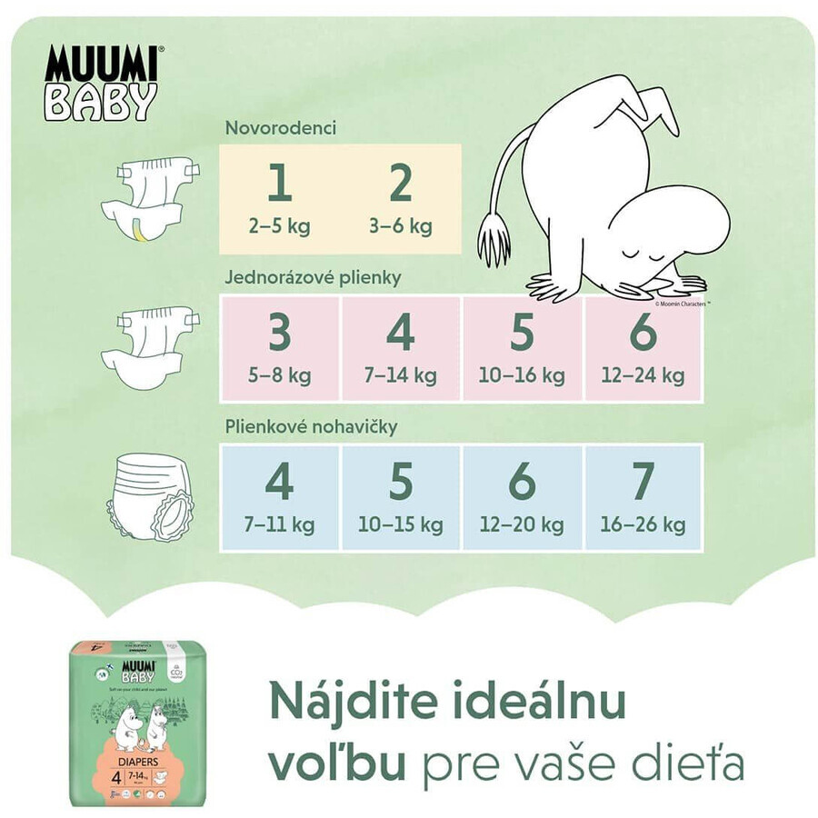 Muumi Baby 4 Maxi 7-14 kg, Monatspackung Bio-Windeln, 138 Stück