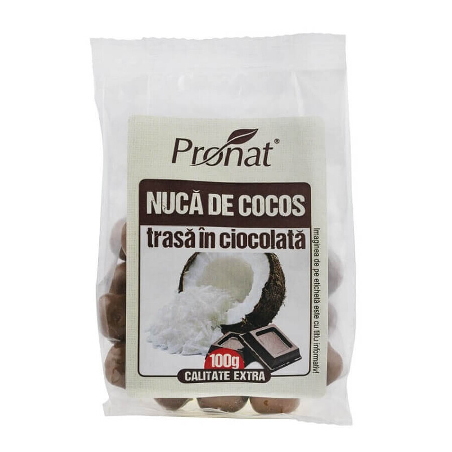 Boules de noix de coco enrobées de chocolat au lait, 100 gr, Pronat