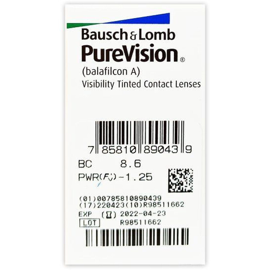 Lentilles de contact mensuelles Bausch & Lomb PureVision -6,00 6 pcs