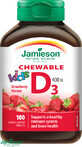 Jamieson Vitamine D3 Kids 400IU Comprim&#233;s &#224; sucer aromatis&#233;s &#224; la fraise pour enfants 100 comprim&#233;s