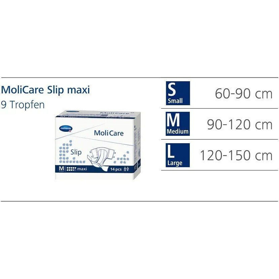 Molicare Slip Maxi 9 gouttes, taille L (120-150cm), 14 pcs