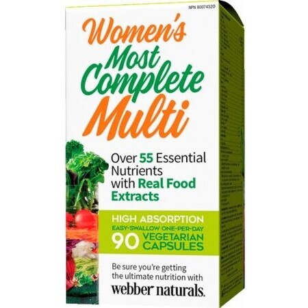 Webber Naturals Multivitamine la plus complète pour les femmes, 55 ingrédients 90 gélules