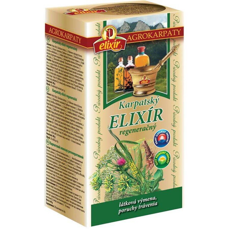 Agrocarps Carpathian ELIXIR sachets de thé régénérant 20 x 2 g