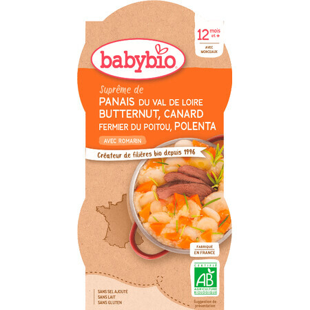 Menu Babybio courge musquée, canard et polenta 2 x 200 g