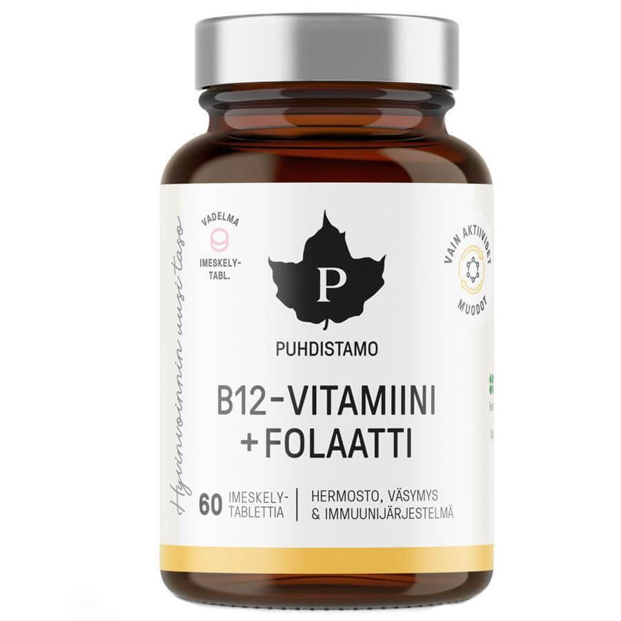 Puhdistamo Vitamine B12 Folate, framboise 60 comprimés