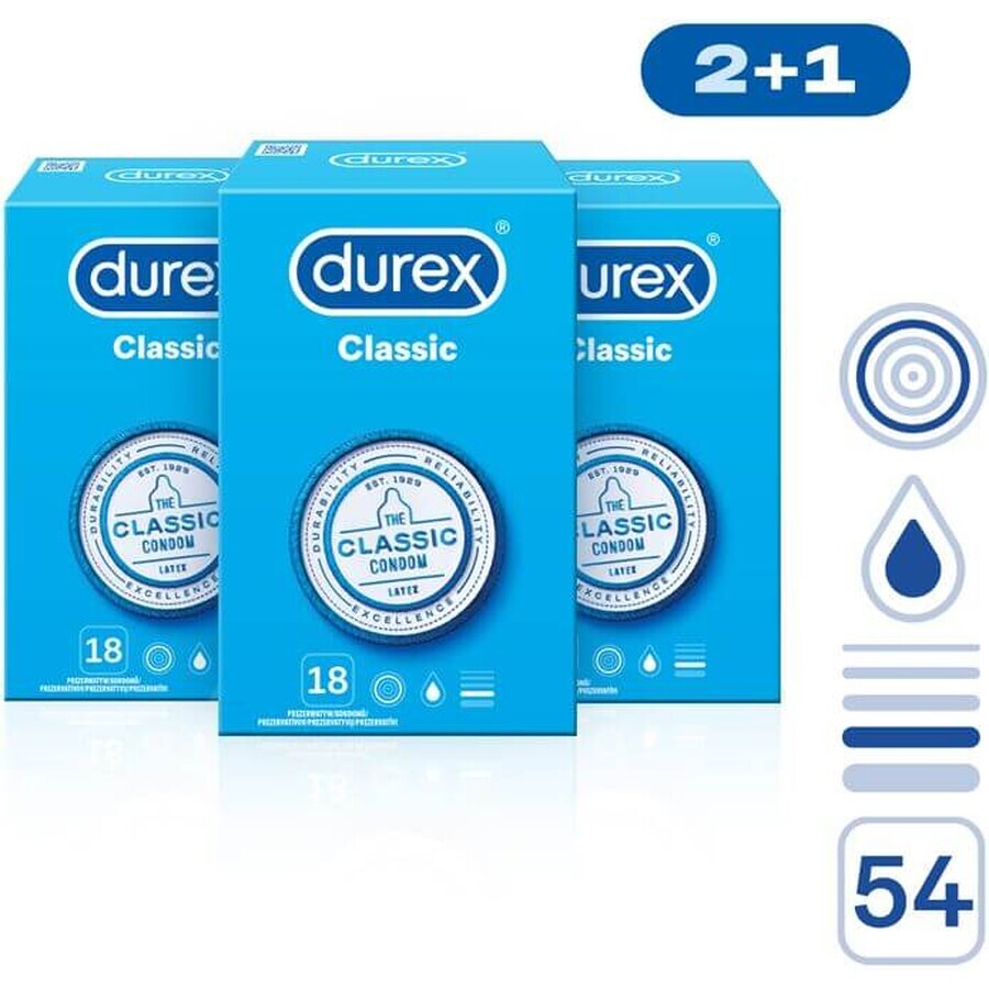 Durex 2+1 Classic Préservatifs 2+1 Classic 54 pcs