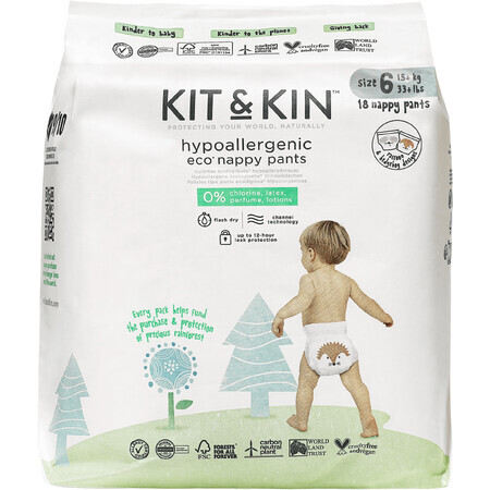 Kit & Kin Organic Culotte de protection, taille 6 18 pcs