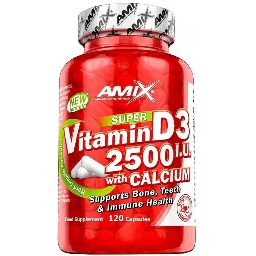 Amix Vitamine D3 2500 IU avec calcium 120 gélules