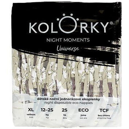 Kolorky Night Moments - Universe - XL (12-25 kg) couches de nuit écologiques jetables 25 pcs