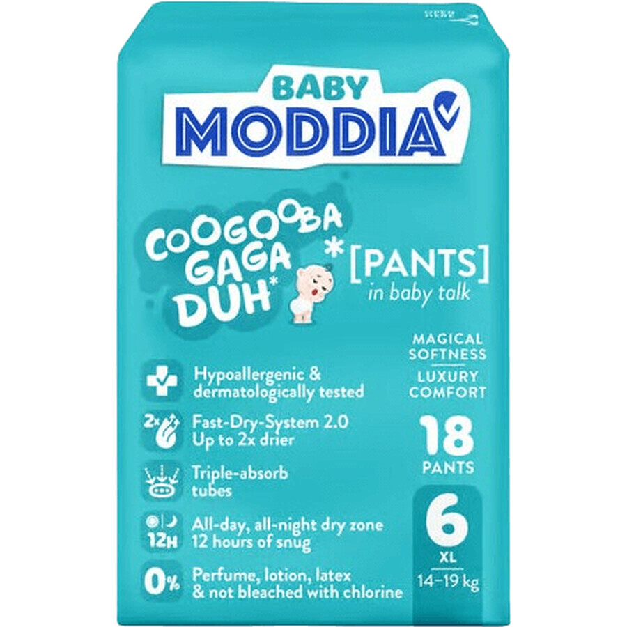 Moddia Baby Nappy Panties 6 XL (14-19 kg), 18 pcs