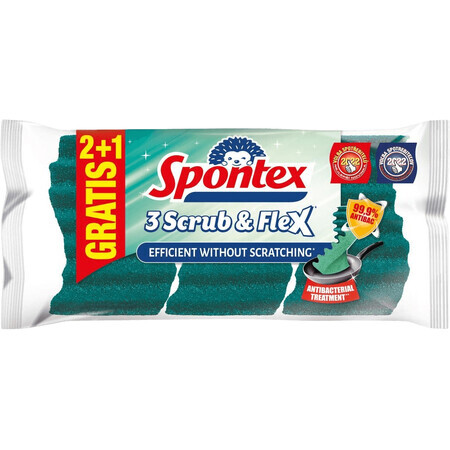 Spontex Scrub & Flex, éponge à vaisselle extra flexible 3 pcs