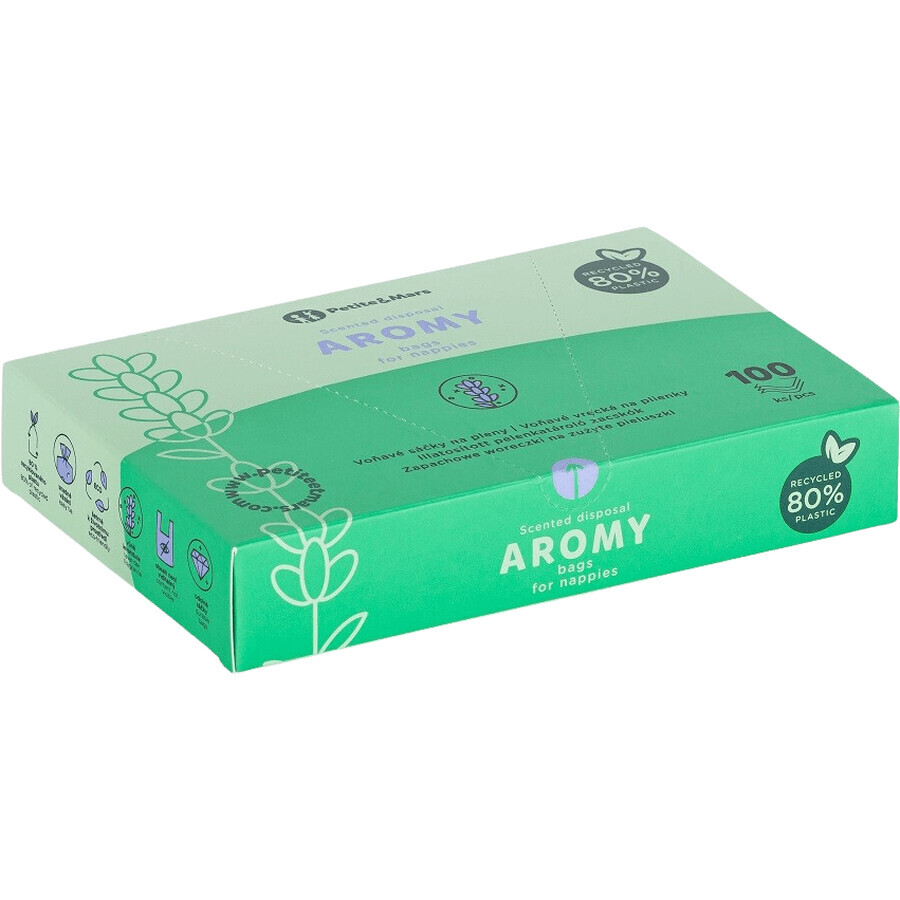 Petite&Mars Pungi parfumate pentru scutece cu mânere Aromas 100 buc