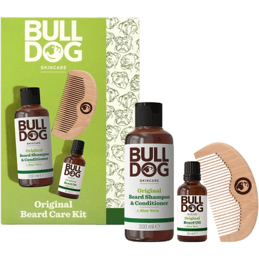 Kit de toilettage pour barbe de bouledogue boîte cadeau originale 3 pcs