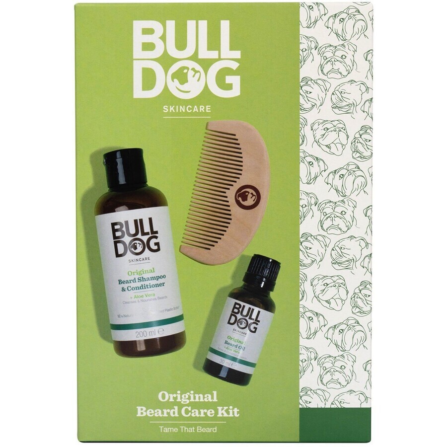 Kit de toilettage pour barbe de bouledogue boîte cadeau originale 3 pcs