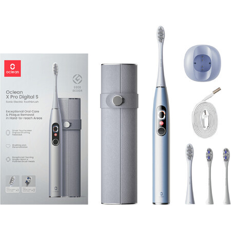 Oclean X Pro Digital Set Mallette argentée et brosse à dents sonique, argentée