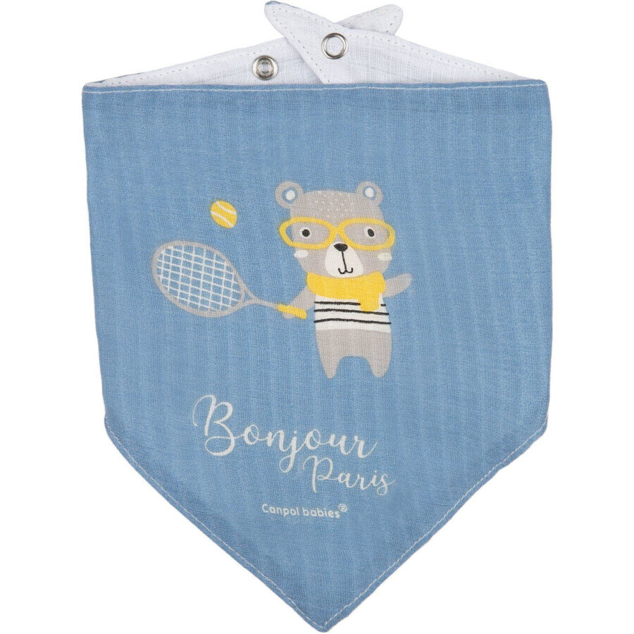 Canpol bavoir mousseline bébé Bonjour Paris, bleu 2 pièces