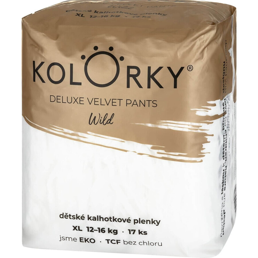 Kolorky Deluxe Fluwelen Broek Wild XL Eco Wegwerpbroekjes, 12-16kg - 17 stuks