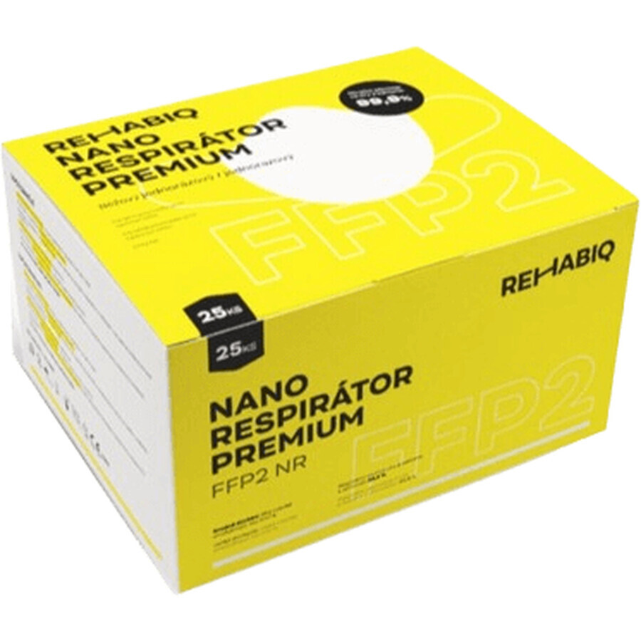 Rehabiq Czech nano respirateurs Premium FFP2 avec 12 heures d'efficacité 25 pcs