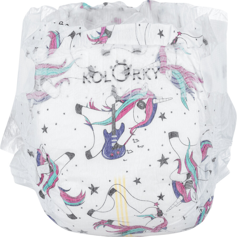 Kolorky NIGHT Unicorns, XL (12-16 kg), Organic disposable night diapers 17 pieces