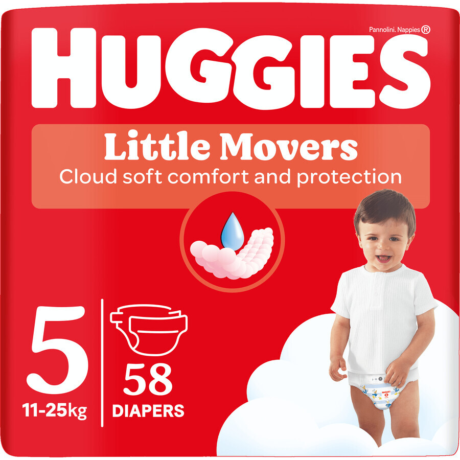 Huggies® Little Movers Nappy 5 (11 - 25 kg) 58 pcs