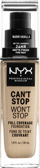 NYX Professional Makeup Fond de teint 24 heures Can&#39;t Stop Won&#39;t Stop Fond de teint haute couvrance - 6.3 Warm Vanilla 30ml