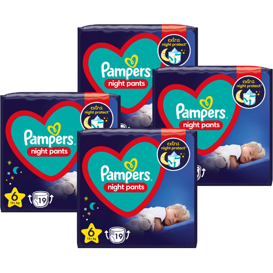 Pampers Night Pants S6, 15+ kg, 4 x 19 pcs