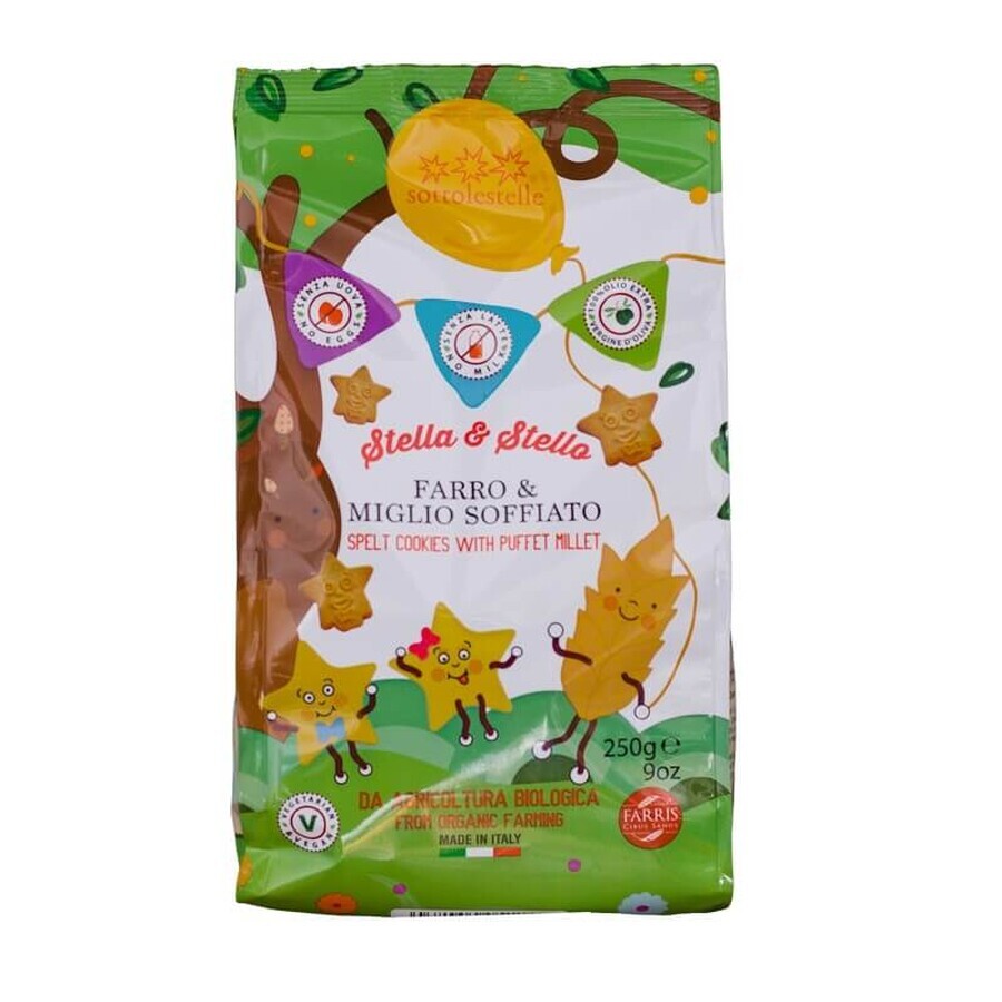Biscuits végétaliens pour enfants à l'épeautre et au millet Eco, 250 g, Sottolestelle