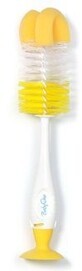 BabyOno 2in1 Brosse de nettoyage pour biberon et sucette avec ventouse - jaune