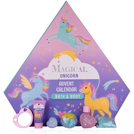 Accentra Calendrier de l'Avent magique avec licorne et sirène dans une boîte en forme de diamant (double face), 24 surprises