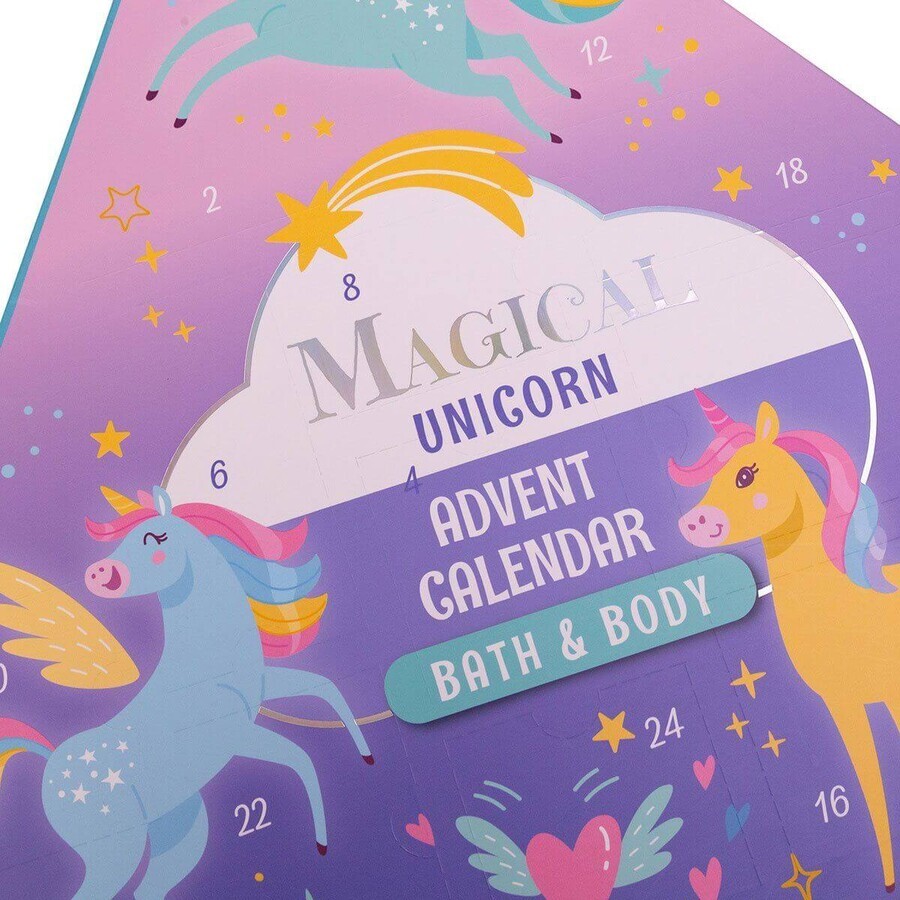 Accentra Calendrier de l'Avent magique avec licorne et sirène dans une boîte en forme de diamant (double face), 24 surprises