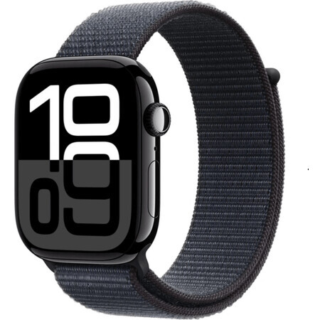 Apple Watch Series 10 GPS 46mm Boîtier en aluminium Jet Black 46mm avec boucle sport Ink