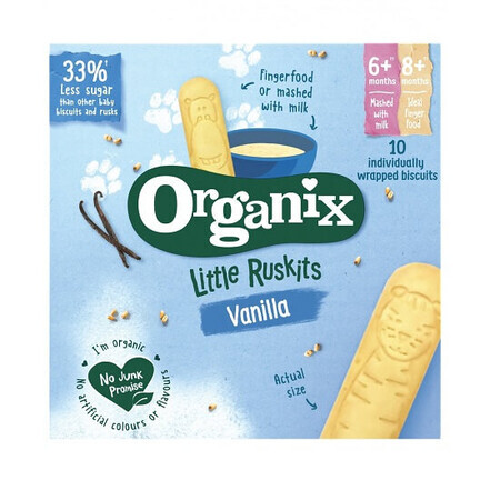 Biscuits pour nourrissons Little Ruskits Eco Vanilla, +6 mois, 60 gr, Organix