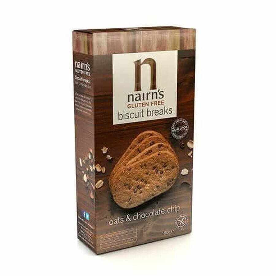 Biscuits sans gluten à l'avoine entière avec pépites de chocolat, 160 g, Nairns
