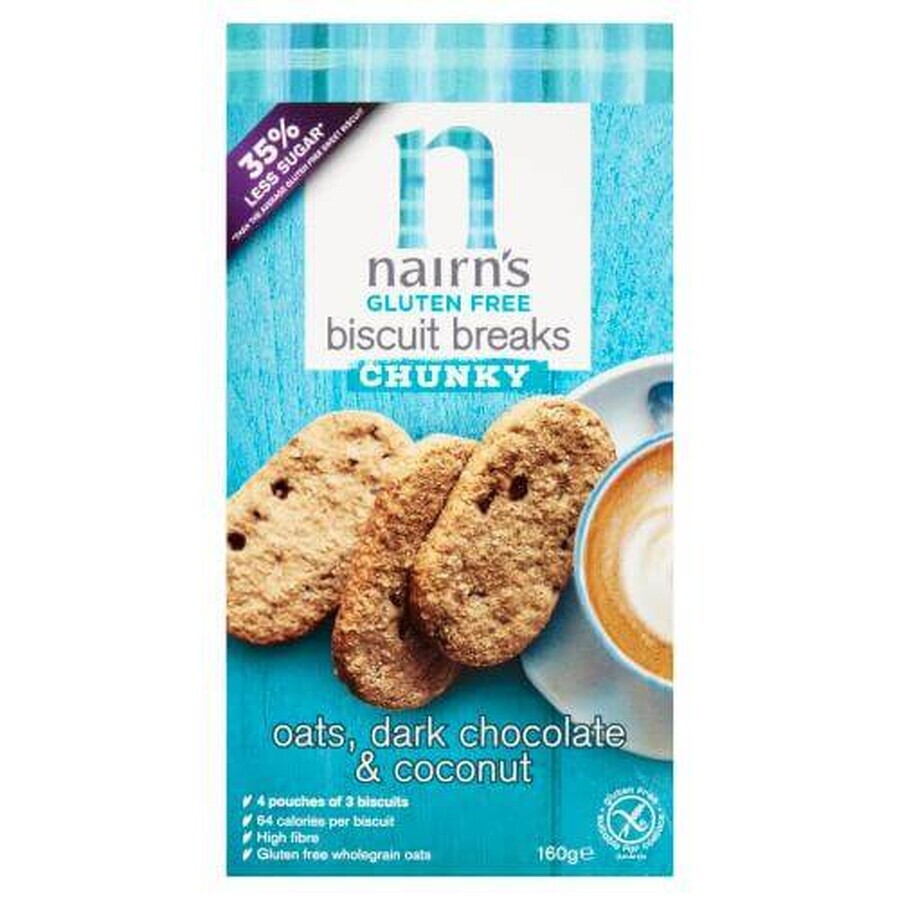 Biscotti senza glutine di avena integrale con cioccolato fondente 160 g, Nairns