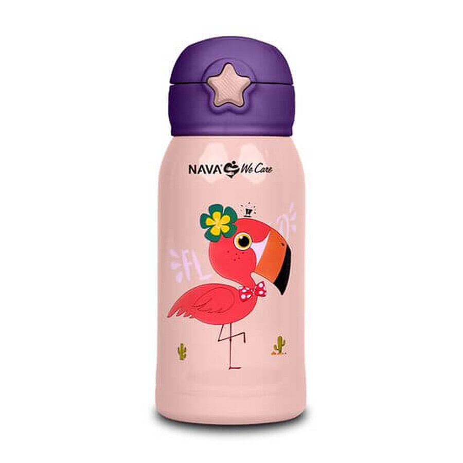 Bouteille isotherme We Care, rose avec flamant rose, 500 ml, Nava