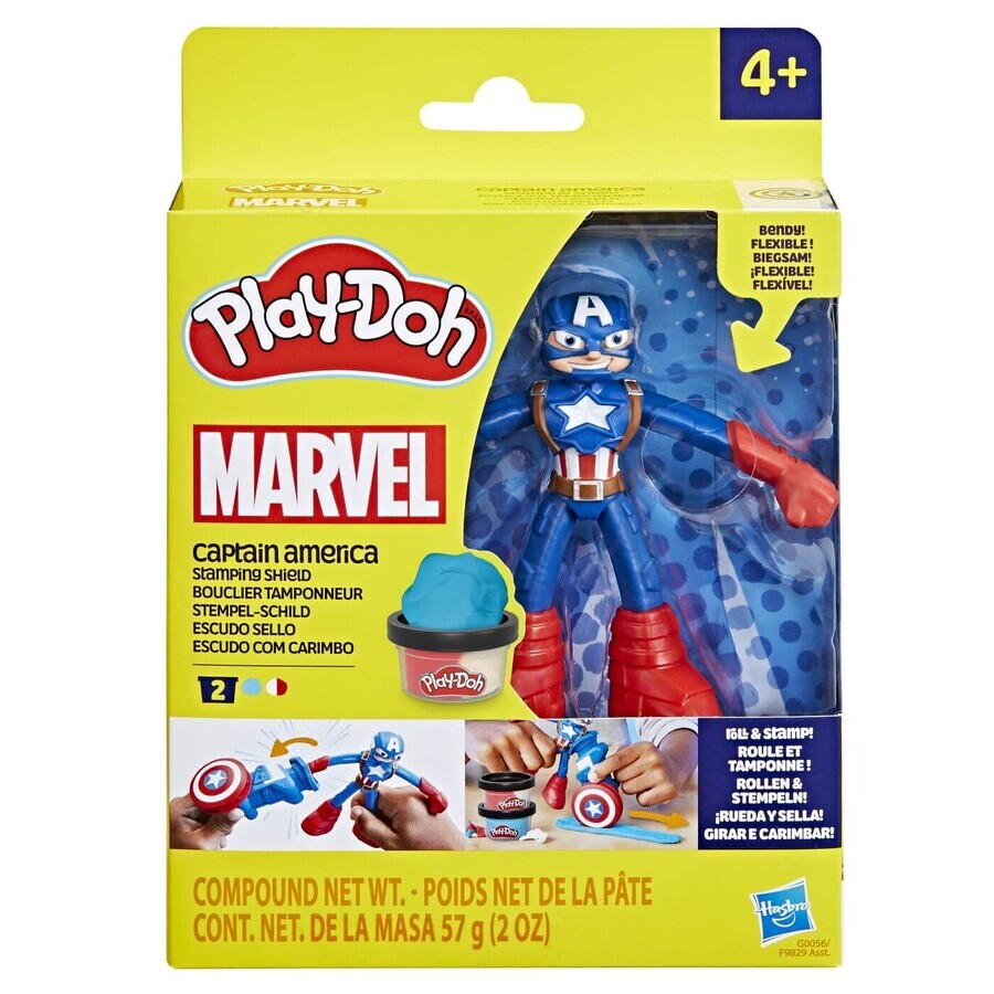 Figurina flexibila cu accesorii Captain America Marvel, 10 cn, +4 ani, Play Doh