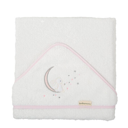 Serviette de bain avec capuchon, 100 x 100 cm, Moon White/Rose, Pirulos