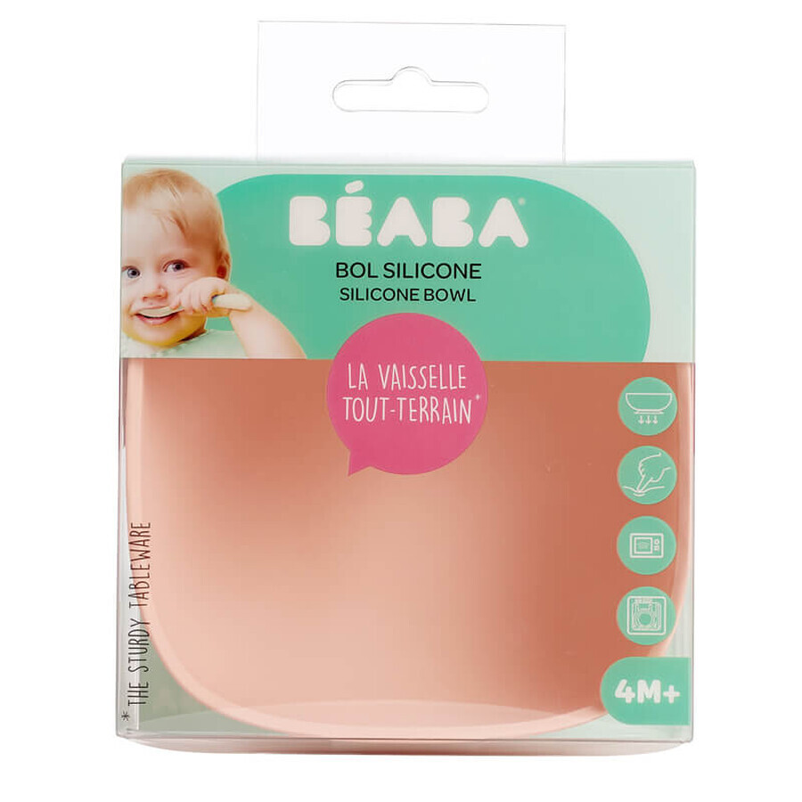 Bol en silicone avec ventouse, rose, Beaba