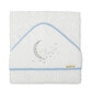 Serviette de bain avec capuchon, 100 x 100 cm, Moon White/Blue, Pirulos