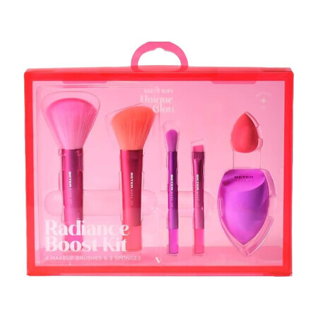 Pack Radiance Boost 4 brochas de maquillaje + 2 esponjas de maquillaje Unique Glow, Beter