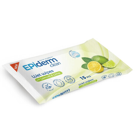 Serviettes humides citron et citron vert, 15 pièces, Epiderm