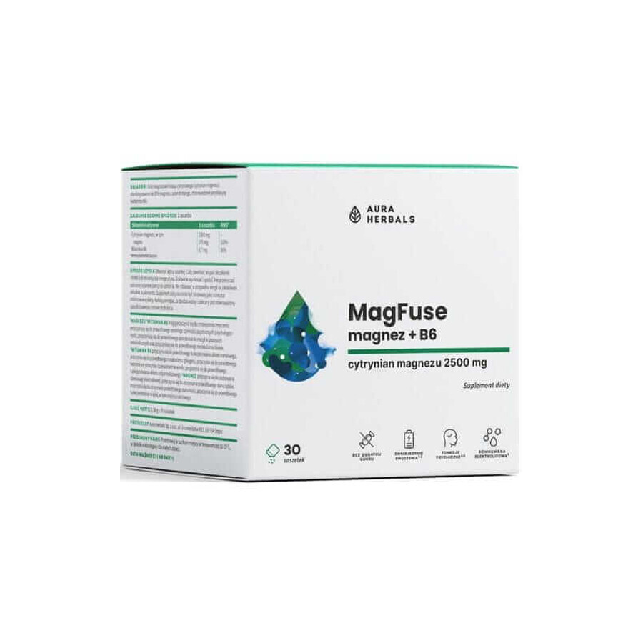 MagFuse - Magnésium + B6 - sachets 30 pièces Aura Herbals