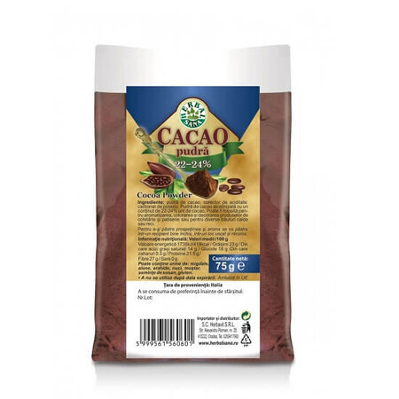 Poudre de cacao 22-24%, 75 g, Herbal Sana