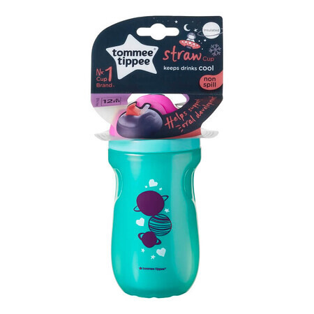 Tasse à paille isotherme Explora rose/turquoise, 12 mois+, 260 ml, Tommee Tippee